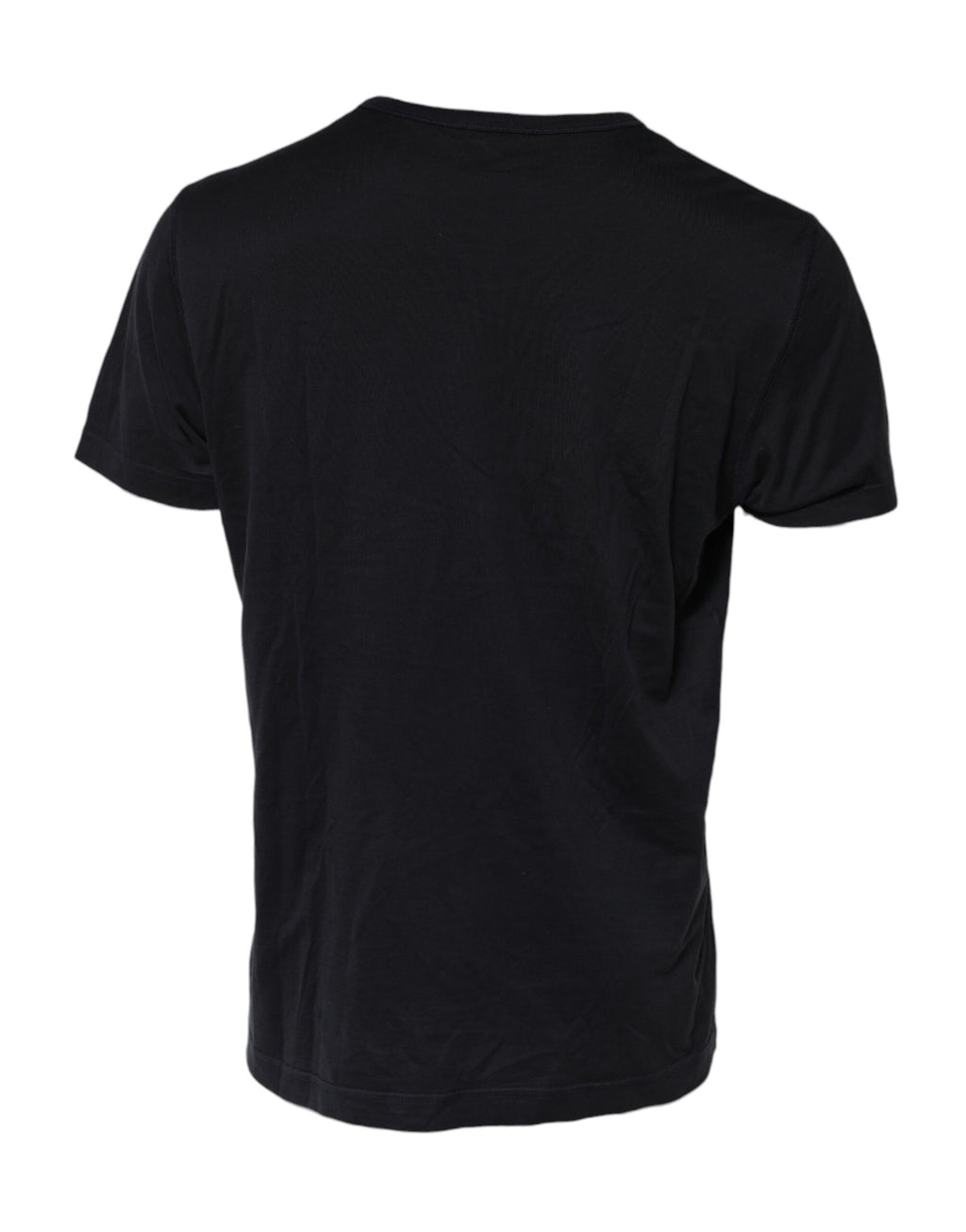 T-shirt en coton bleu foncé avec logo Dolce & Gabbana, col rond et design classique.