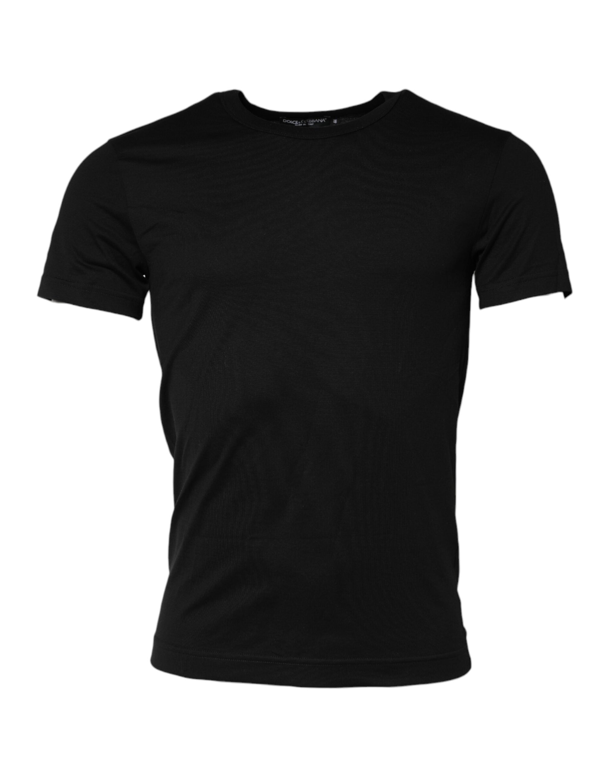 T-shirt à manches courtes en coton noir de Dolce & Gabbana, col rond, style classique et élégant.