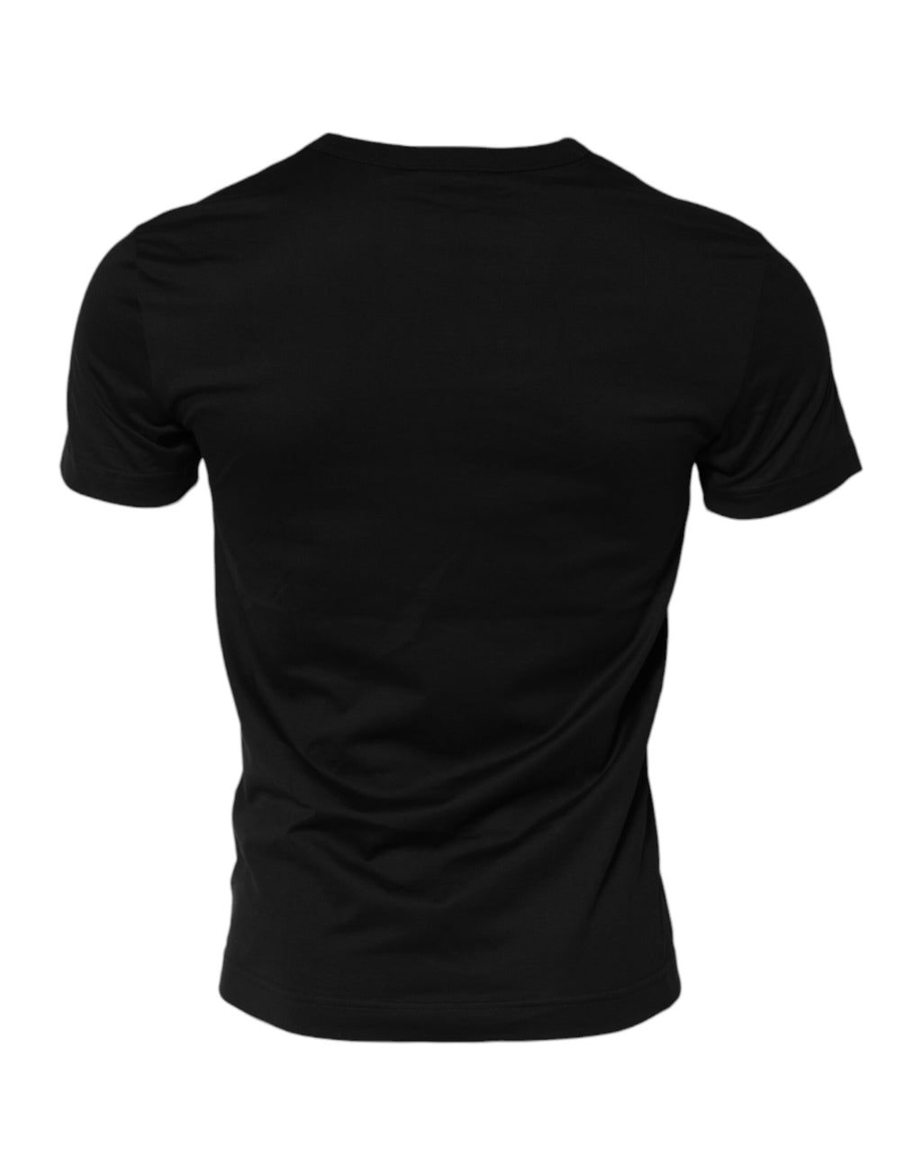 T-shirt noir en coton à col rond et manches courtes de Dolce & Gabbana, vue de face.