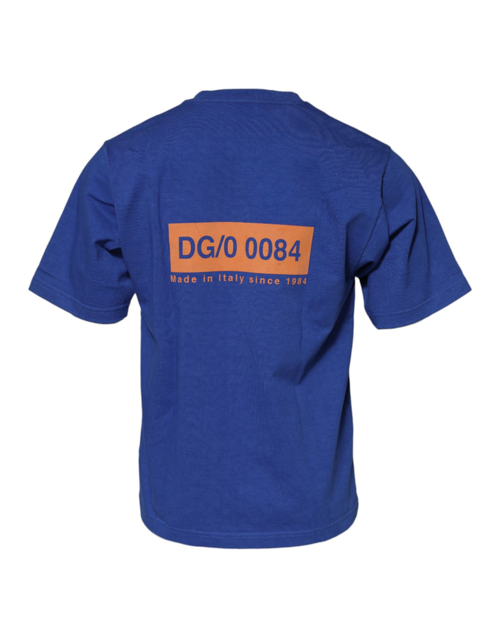T-shirt en coton à col rond Dolce & Gabbana avec logo graphique bleu, design moderne et élégant.