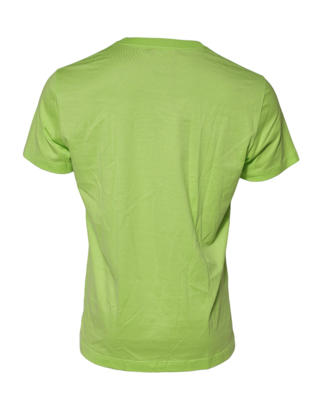 T-shirt en coton vert Dolce & Gabbana avec logo embossé, col rond, vue de face.