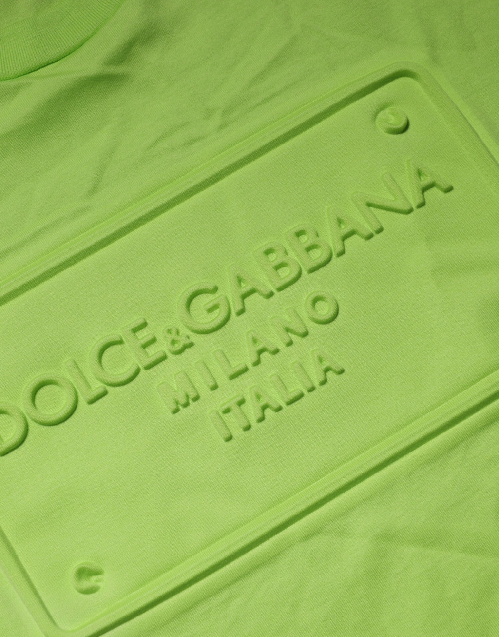 T-shirt en coton vert Dolce & Gabbana à logo embossé, col rond, style décontracté et tendance.