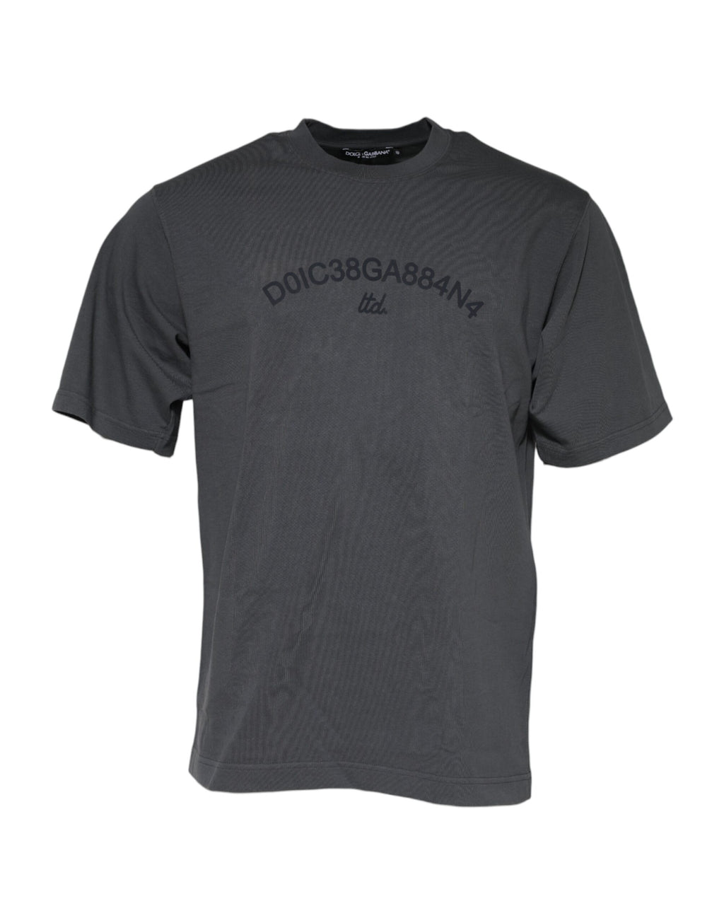 T-shirt gris en coton Dolce & Gabbana avec logo graphique et col rond, design décontracté et élégant.