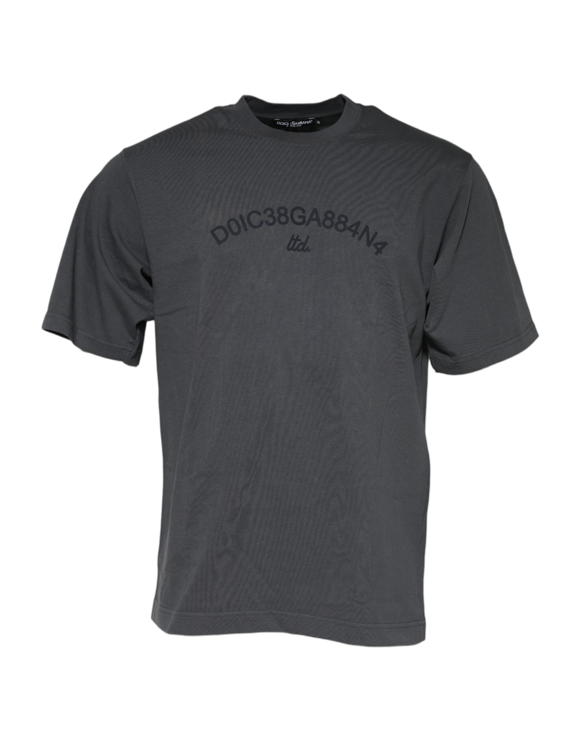 T-shirt gris en coton Dolce & Gabbana avec logo graphique et col rond, design décontracté et élégant.