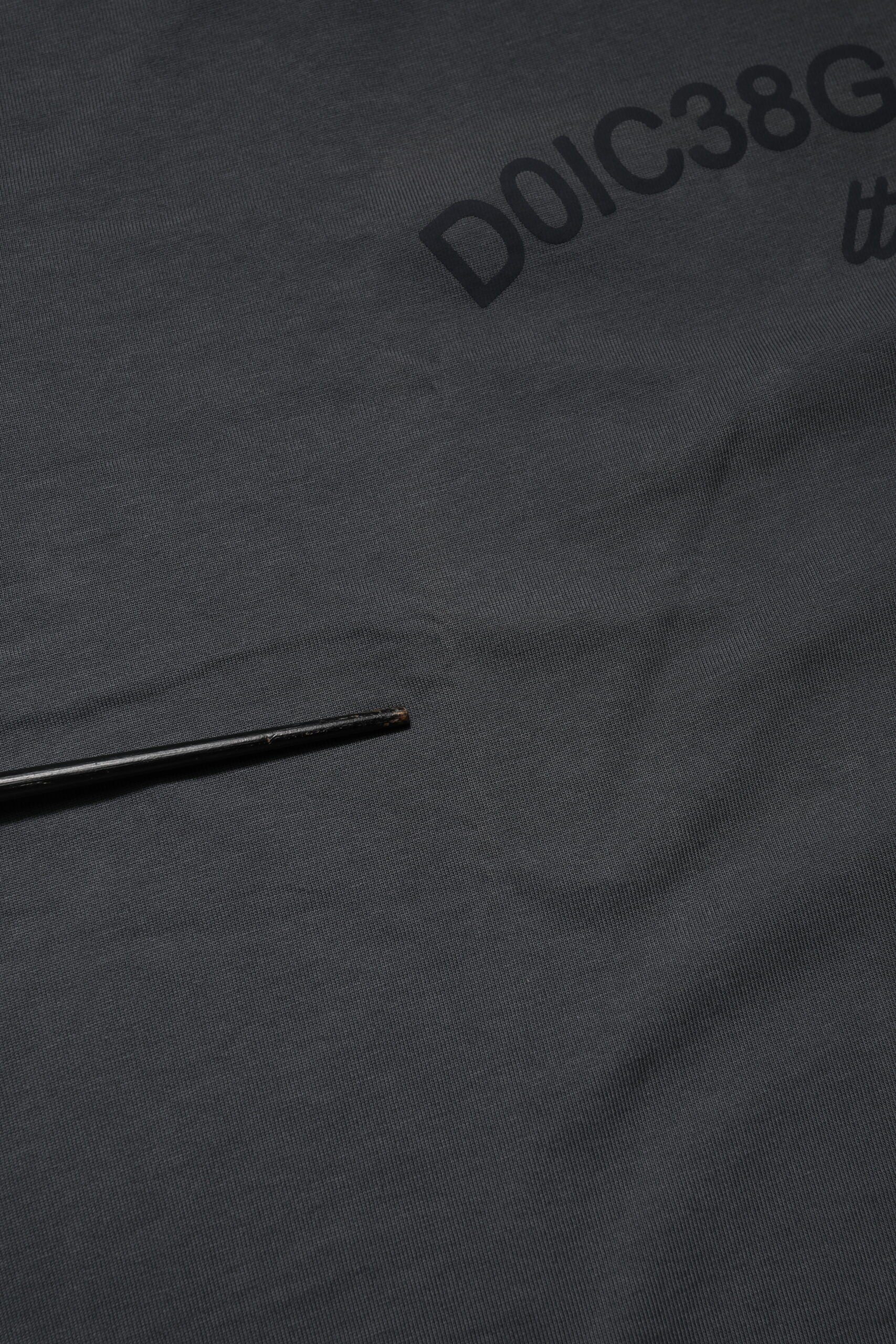 T-shirt en coton gris avec logo graphique Dolce & Gabbana à col rond, style décontracté et chic.