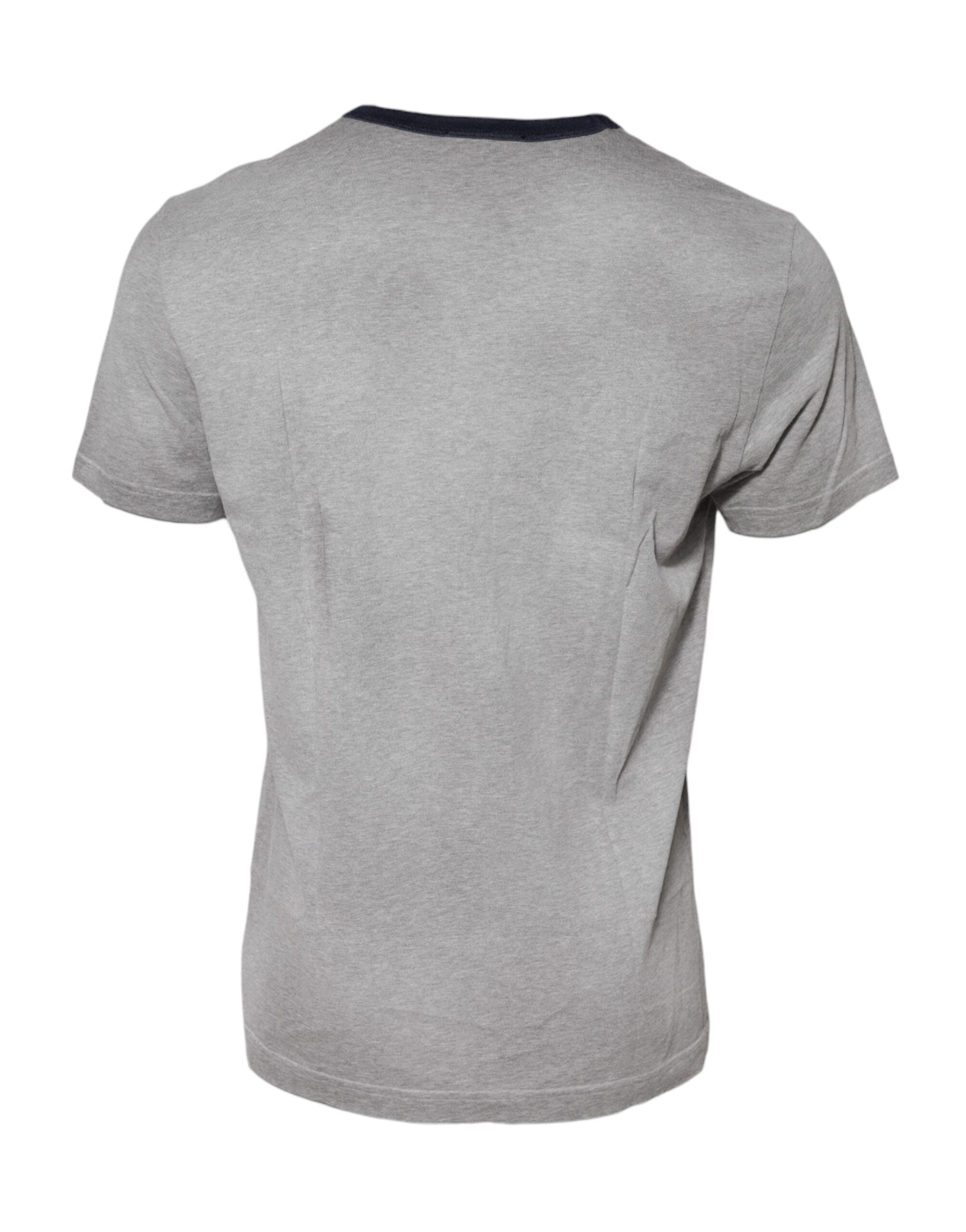 T-shirt en coton gris Dolce & Gabbana DG avec imprimé graphique, col rond et style décontracté.