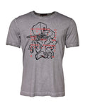T-shirt en coton gris avec imprimé graphique de Dolce & Gabbana, col rond, style décontracté, visible sur le produit.