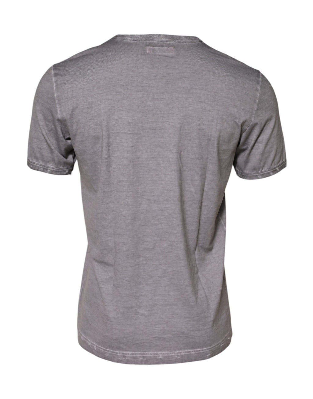T-shirt gris en coton Dolce & Gabbana avec imprimé graphique à col rond, vue de face.