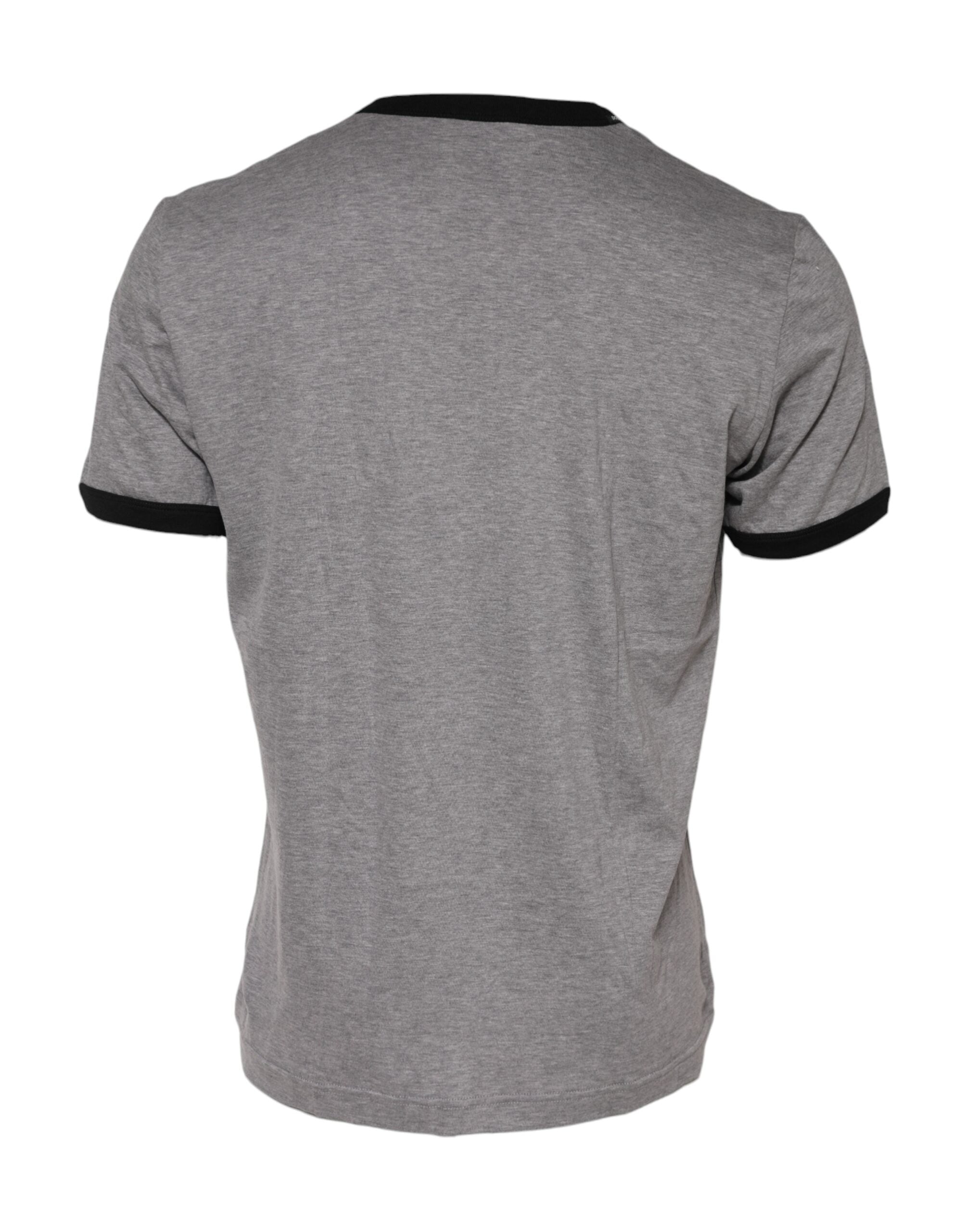 T-shirt en coton gris Dolce & Gabbana Sacred Heart avec col rond et motif cœur sacré visible sur le devant.
