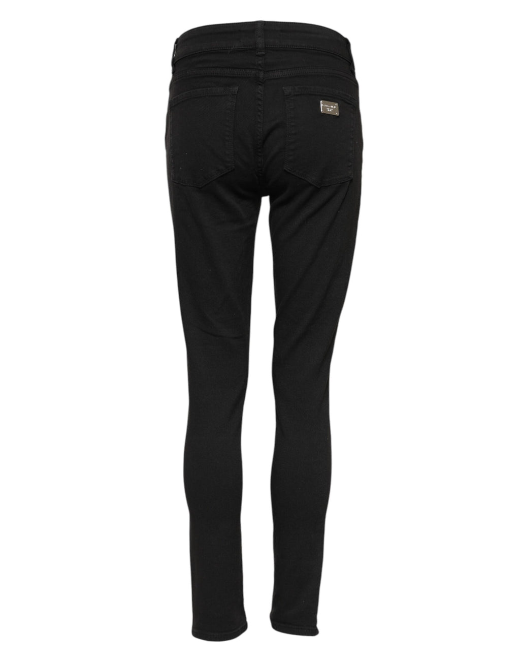 Jeans skinny en coton noir Dolce & Gabbana avec taille mi-hauteur, détails modernes et coupe ajustée visible sur l'image.