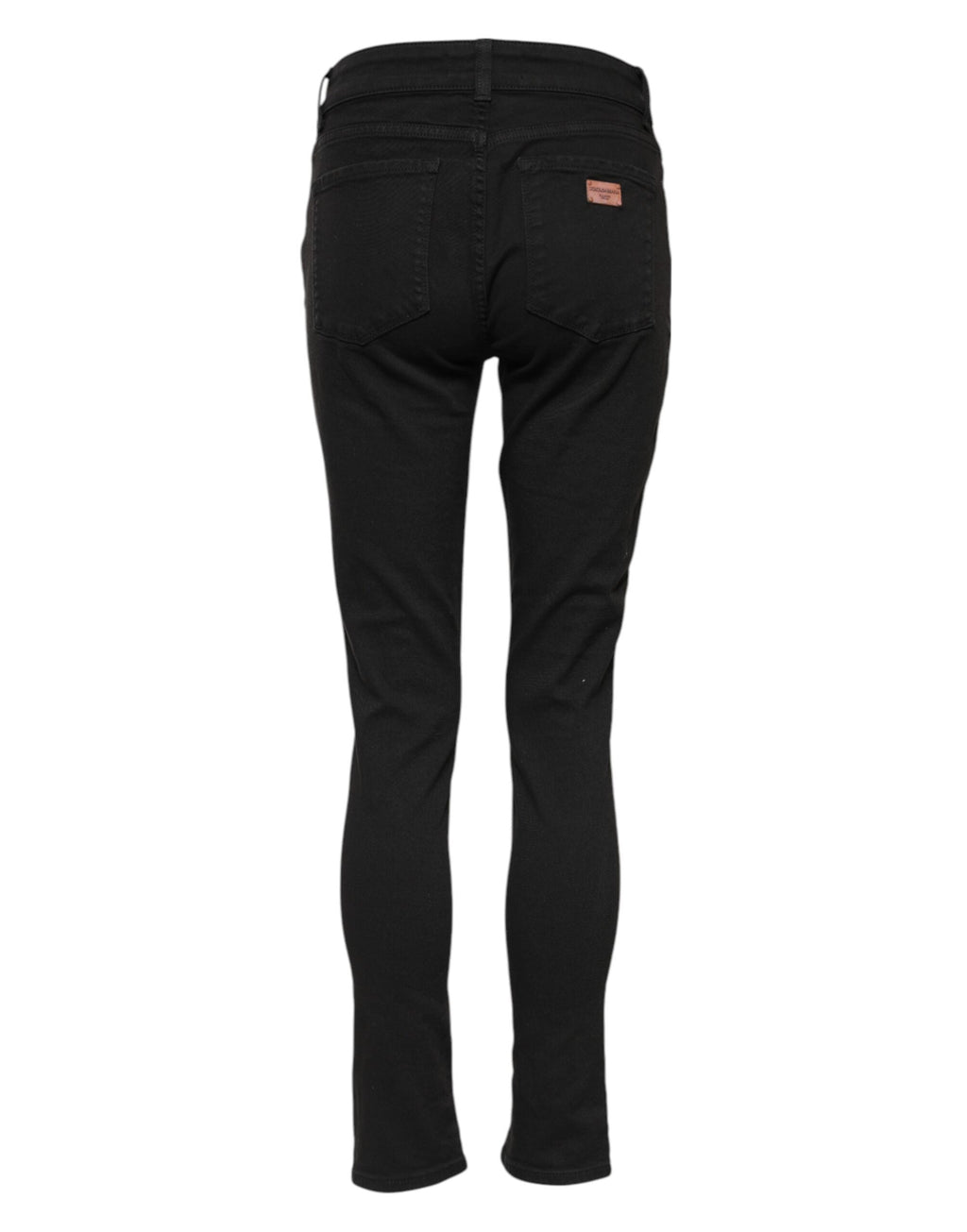 Jeans skinny en coton noir Dolce & Gabbana avec taille mi-haute et coupe ajustée, visibles sur l'image.