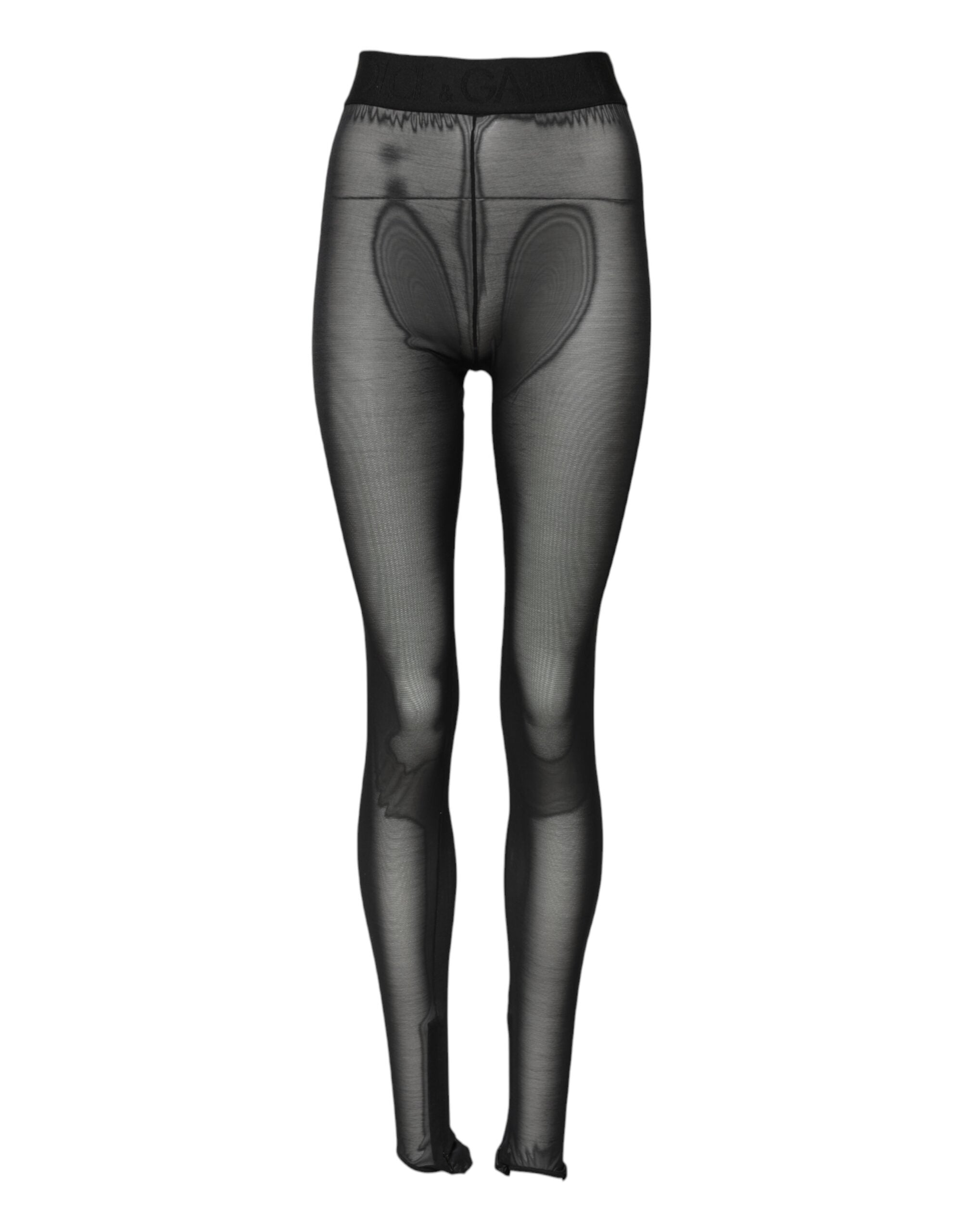 Leggings en nylon noir Dolce & Gabbana, pantalons stretch élégants, ajustés et confortables pour un style sophistiqué.