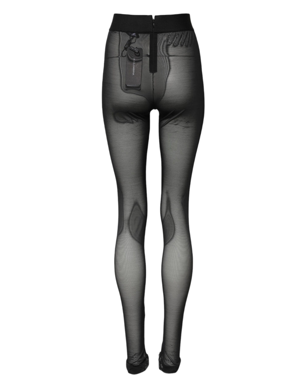 Leggings en nylon noir Dolce & Gabbana, pantalon extensible, ajusté et élégant, visible en image.