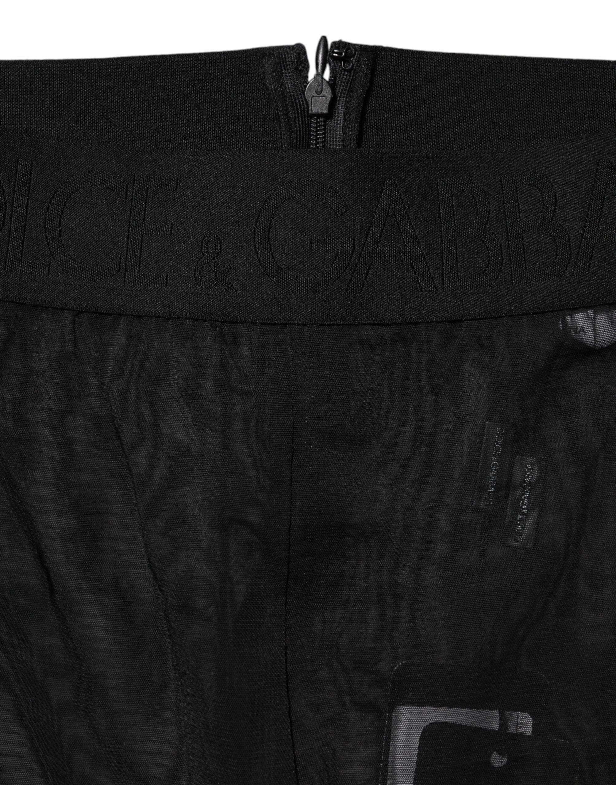 Leggings en nylon noir Dolce & Gabbana, pantalon stretch ajusté, vue de face avec détails de la taille et finition lisse.