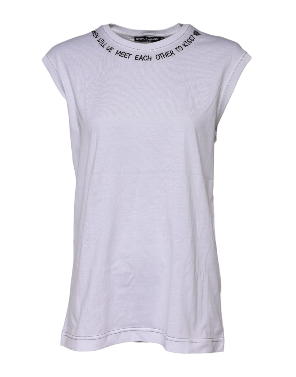 T-shirt sans manches Dolce & Gabbana blanc en coton avec imprimé floral, coupe décontractée et style moderne.