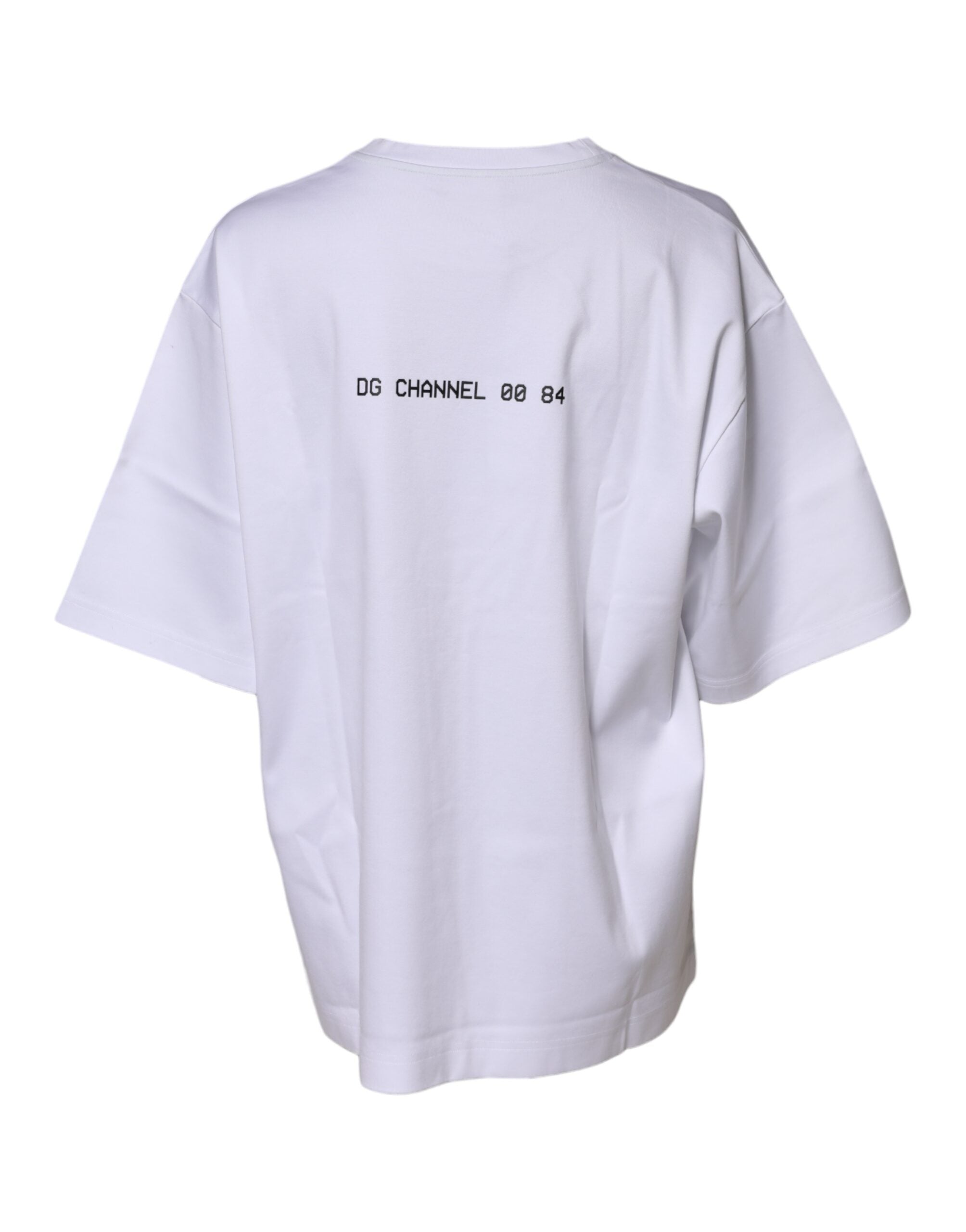T-shirt blanc en coton Dolce & Gabbana à manches courtes avec imprimé floral, vue de face.