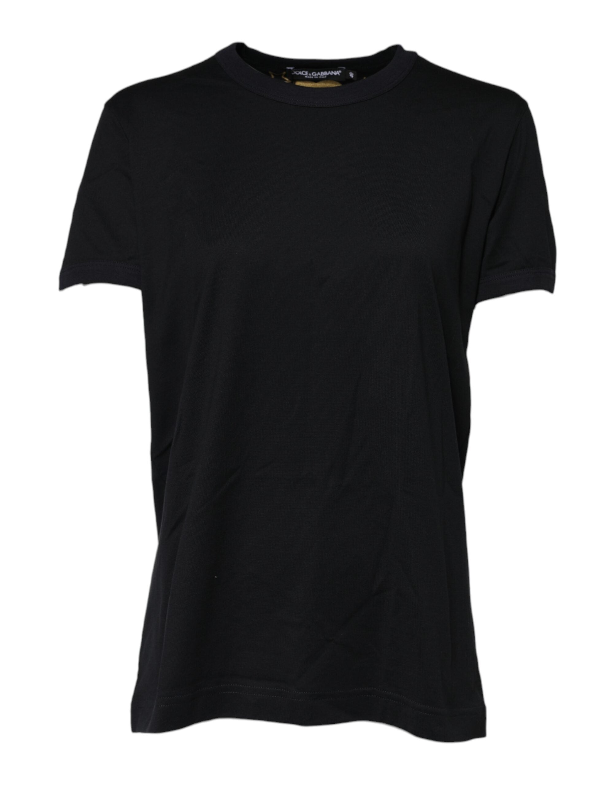T-shirt noir en coton Dolce & Gabbana avec imprimé DG à manches courtes et style décontracté.