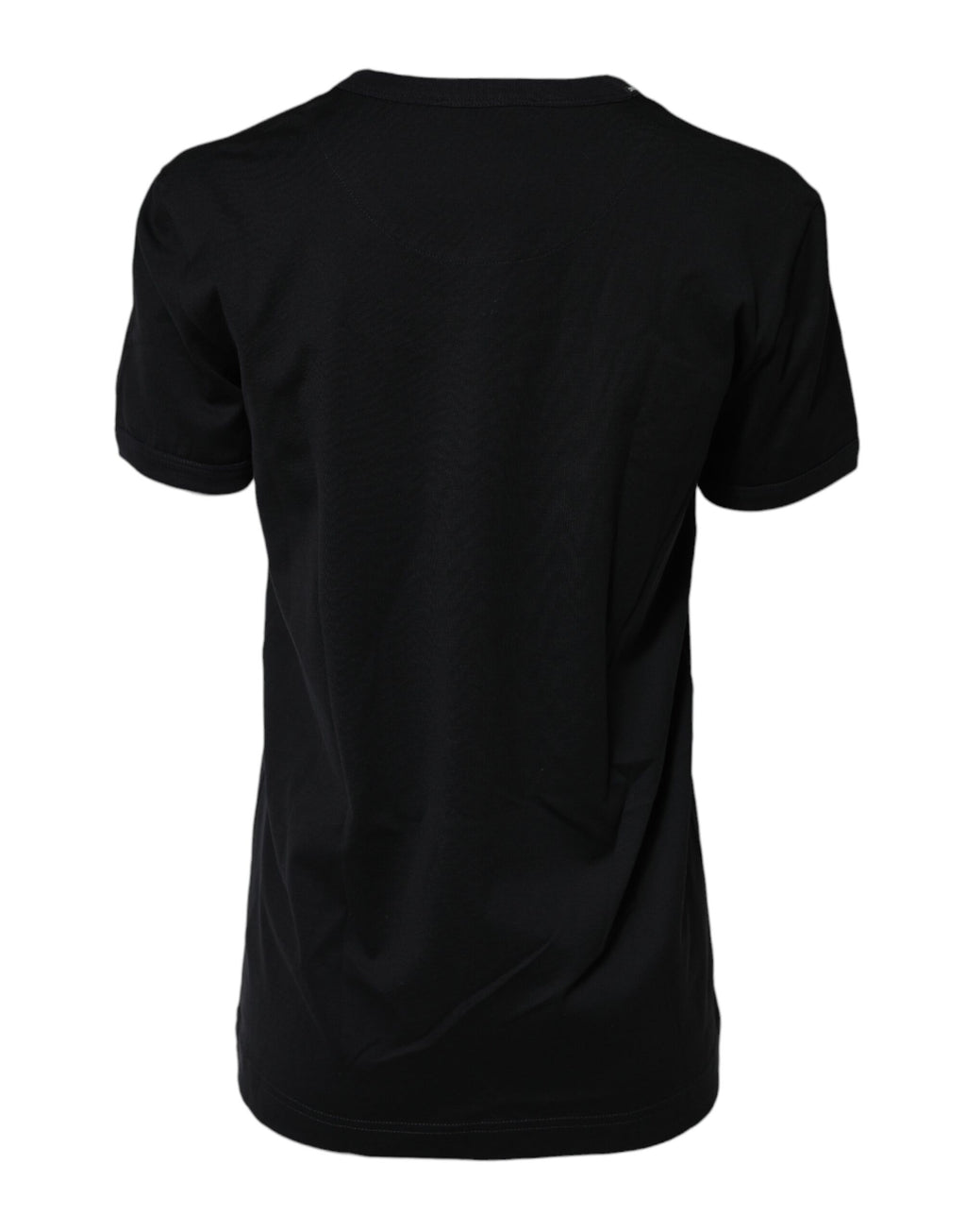 T-shirt noir Dolce & Gabbana en coton avec imprimé DG à manches courtes, vue de face.