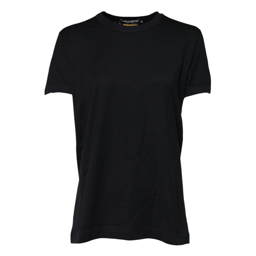 T-shirt noir en coton Dolce & Gabbana avec imprimé DG à manches courtes, style élégant et casual.