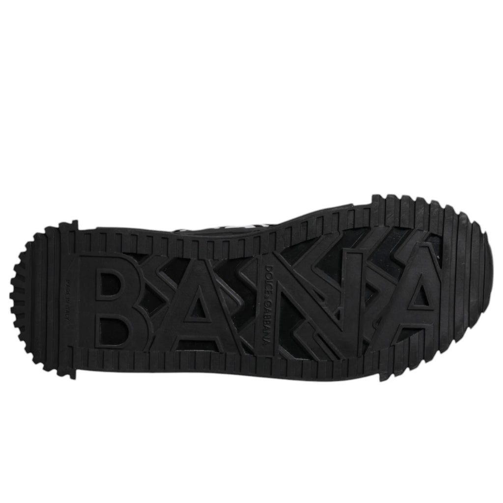 Chaussures sneakers basses noires Dolce & Gabbana avec logo, lacets en dentelle, design élégant et moderne.