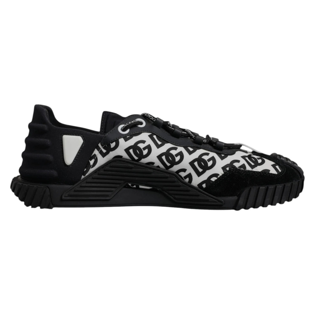 Sneakers bass Dolce & Gabbana logo noir avec laçage, chaussures décontractées pour homme, design élégant et moderne.