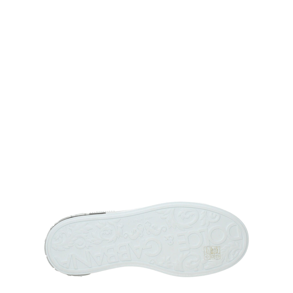 Chaussures basses en cuir blanc Dolce & Gabbana, sneakers élégants pour homme, vue de face.