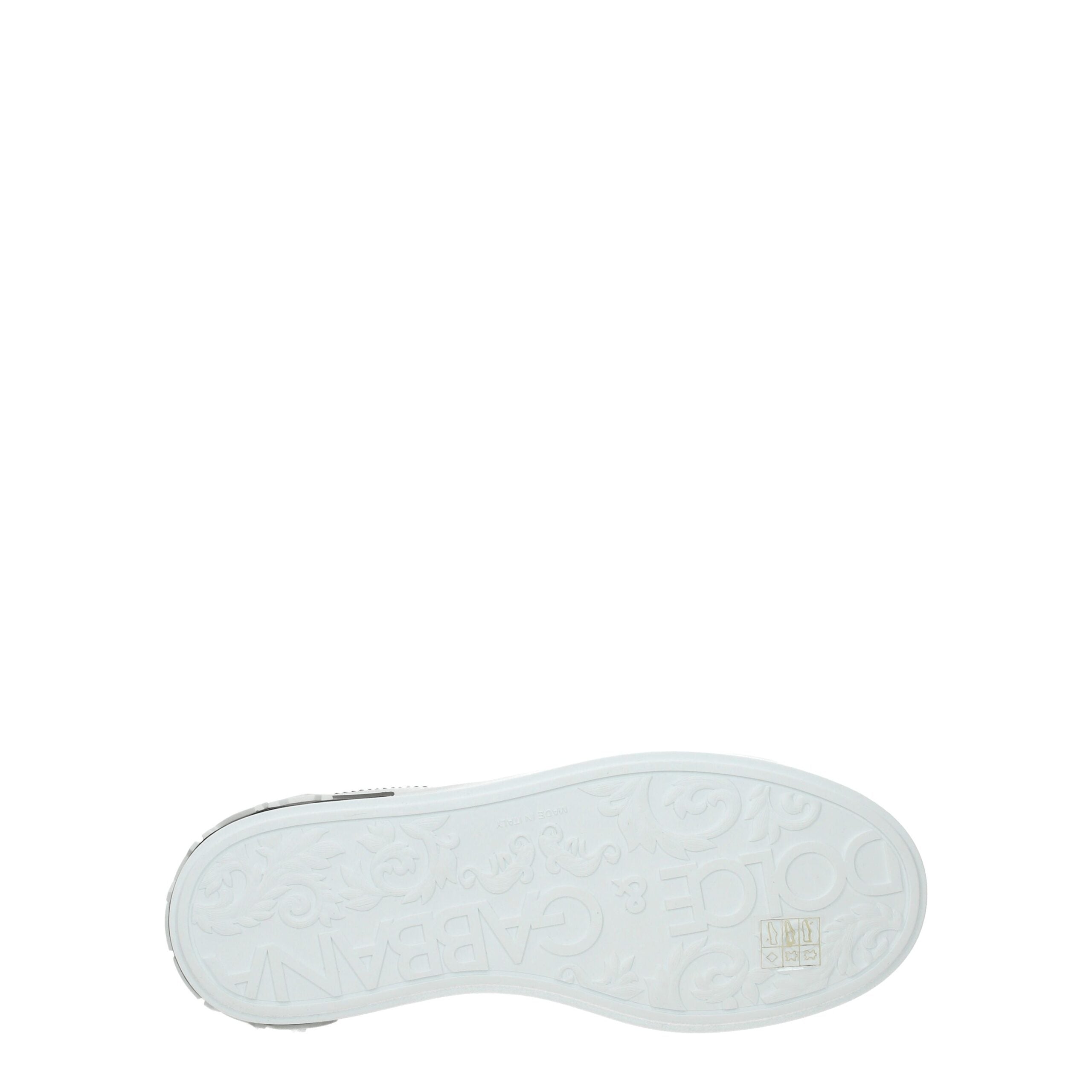 Chaussures basses en cuir blanc Dolce & Gabbana, sneakers élégants pour homme, vue de face.