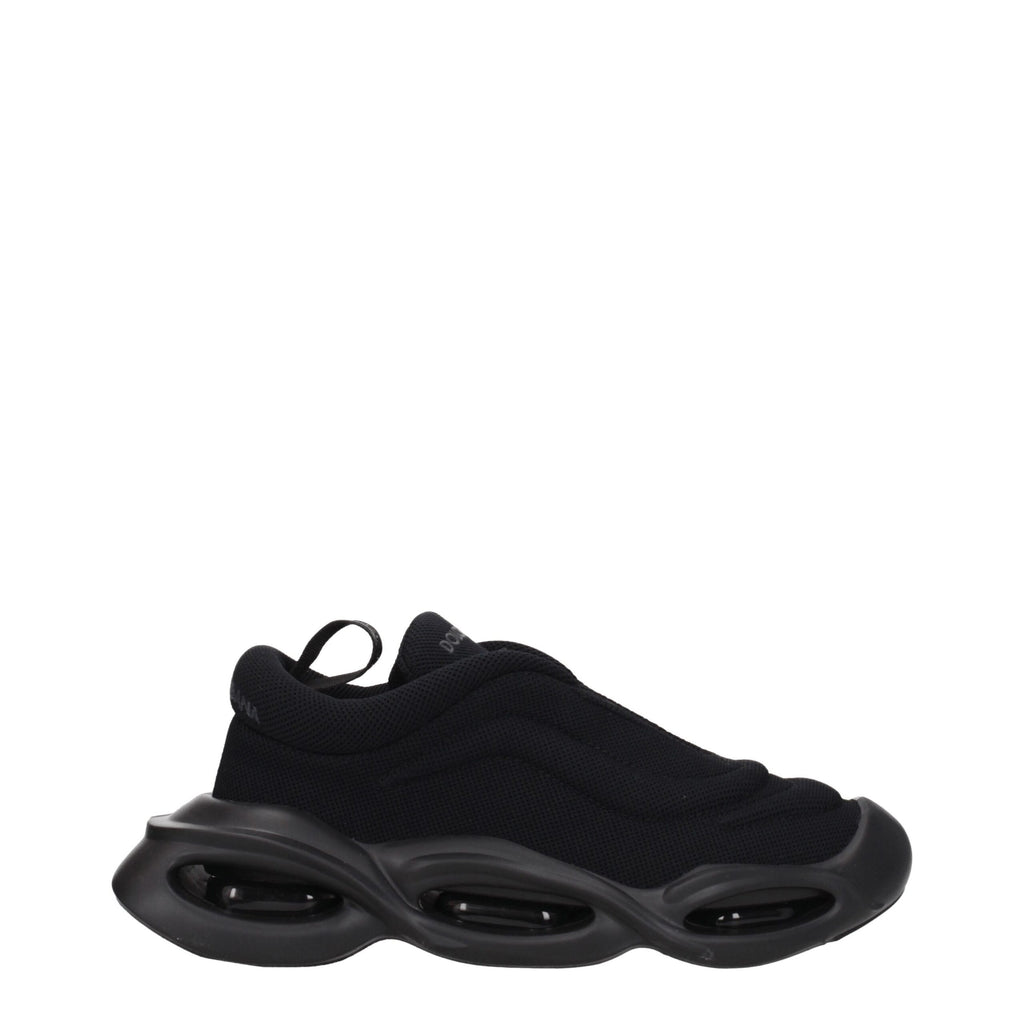 Sneakers chunky en tissu noir de Dolce & Gabbana, chaussures de sport à la mode avec semelle épaisse et design tendance