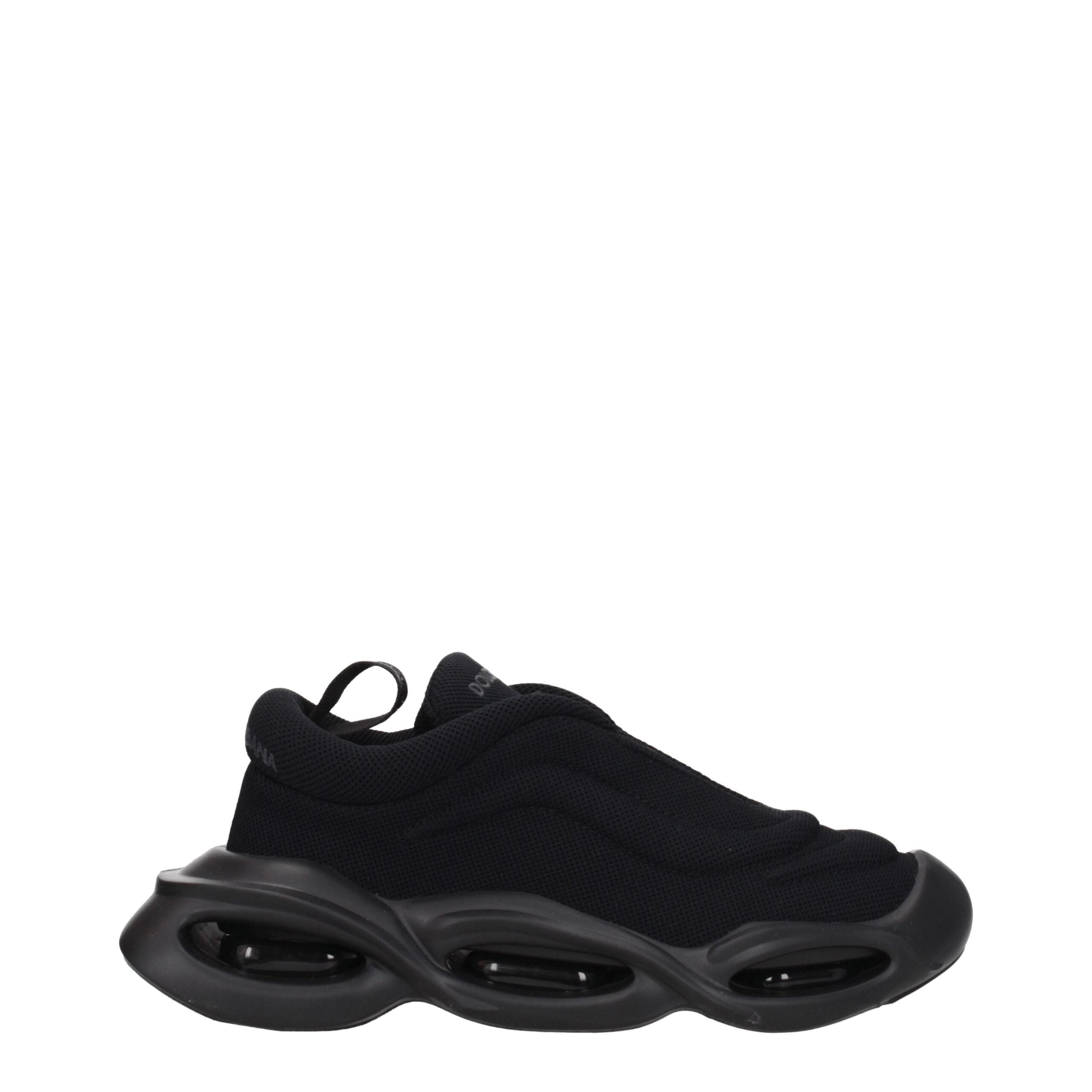 Sneakers chunky en tissu noir de Dolce & Gabbana, chaussures de sport à la mode avec semelle épaisse et design tendance