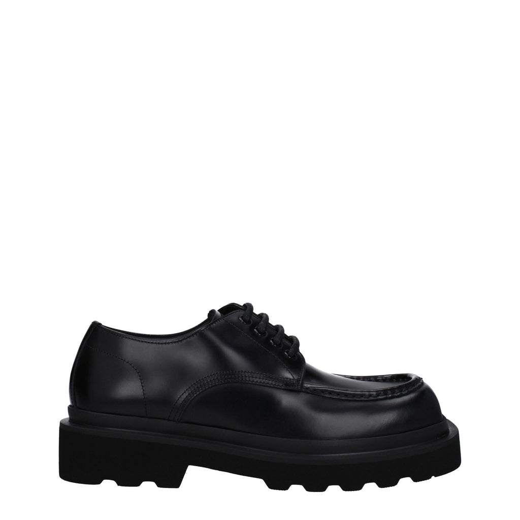 Chaussures Richelieu et derbies en cuir noir de Dolce & Gabbana, élégantes et sophistiquées, pour hommes.