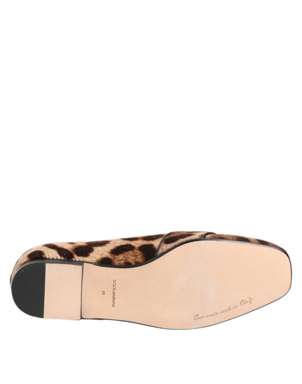 Chaussures Dolce & Gabbana en loafers plats marron avec imprimé léopard et cristaux, élégantes et tendance.