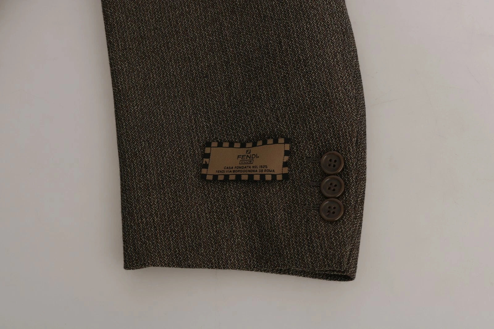 Costume en laine marron Dolce & Gabbana à un bouton, veste à coupe classique pour homme.