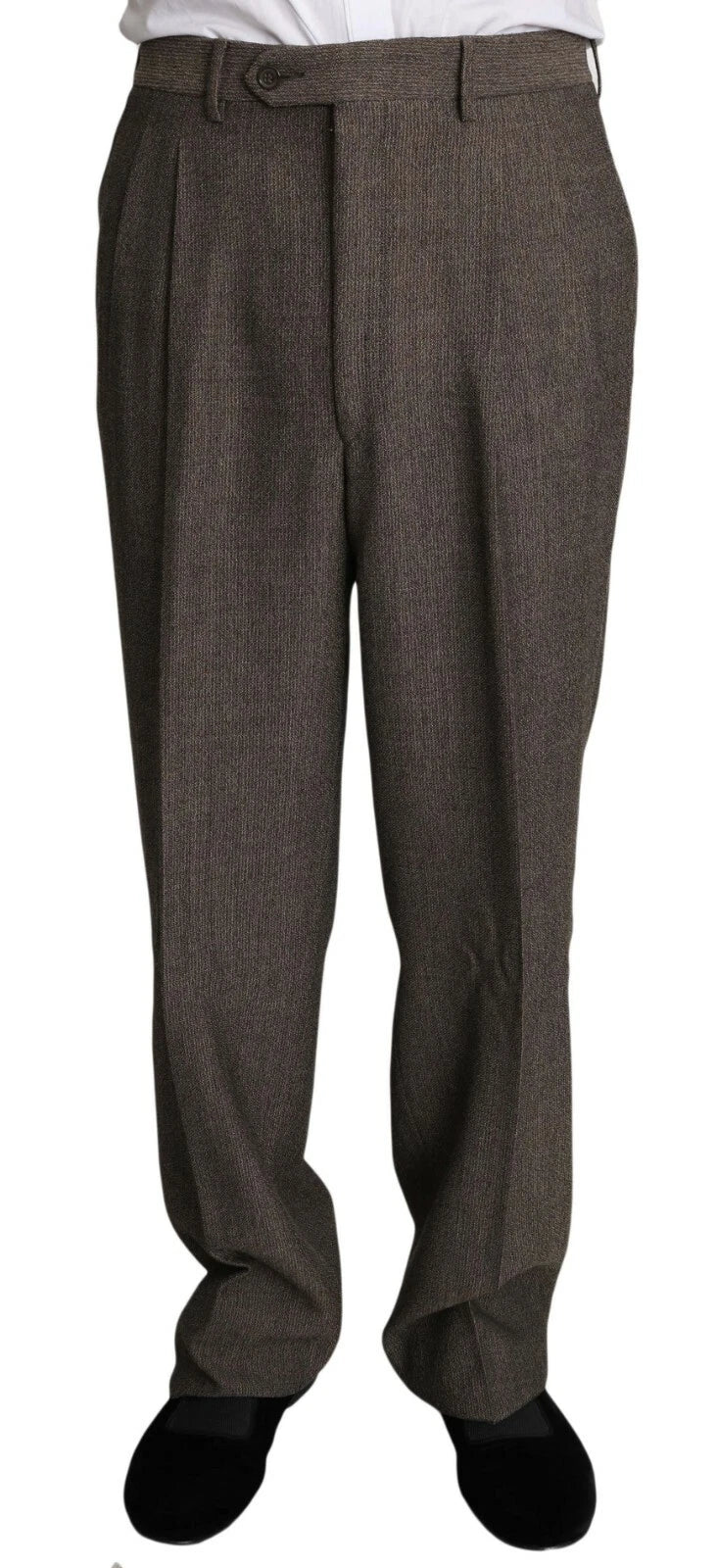 Costume en laine marron Dolce & Gabbana à une pièce, veste à boutonnière simple et coupe élégante.