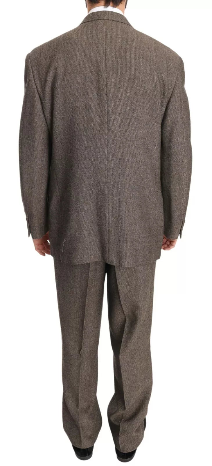 Costume en laine brun Dolce & Gabbana à un bouton, costume homme élégant, veste et pantalon assortis, style sophistiqué et classique.