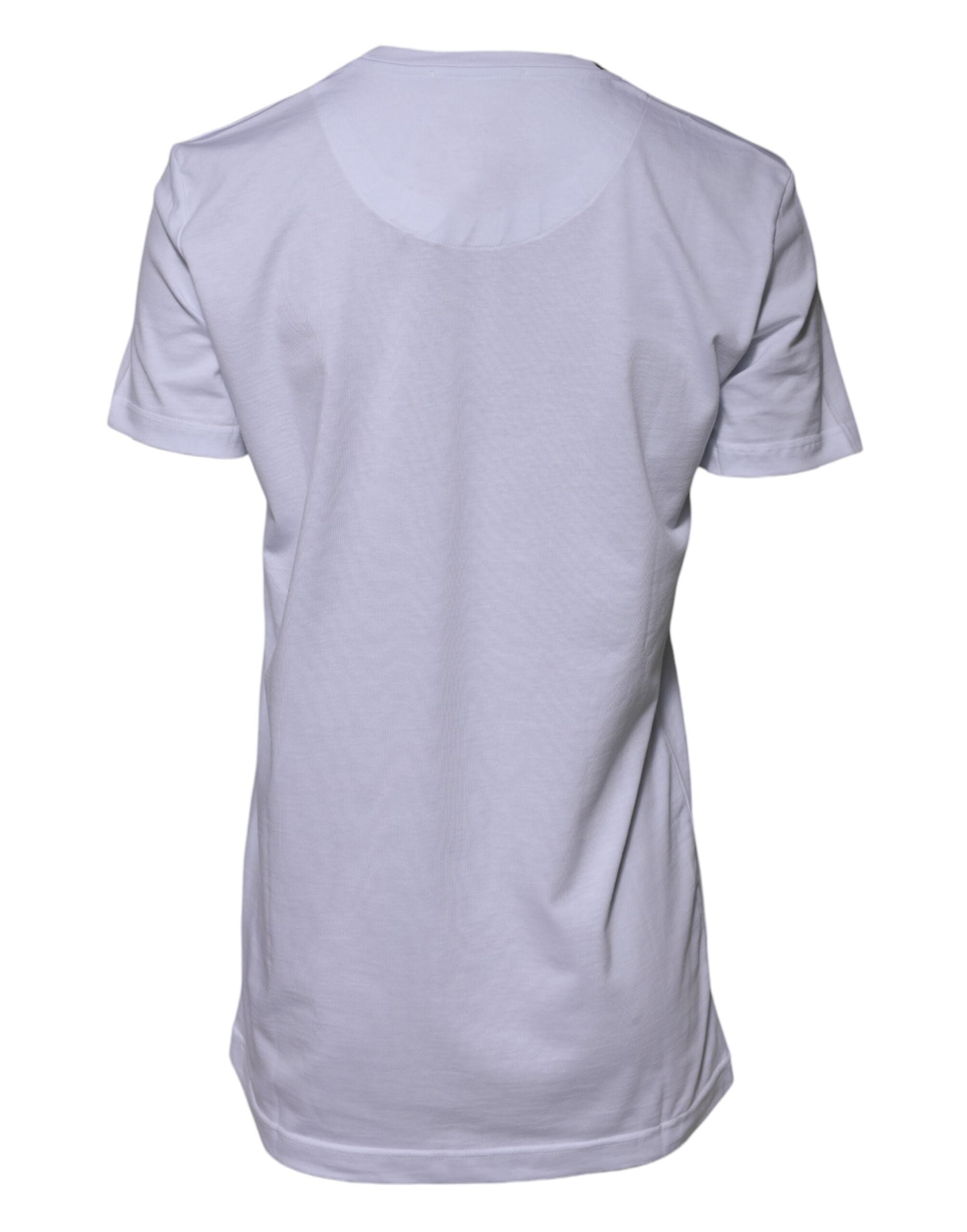 T-shirt blanc en coton Dolce & Gabbana avec motif Goodluck 2023 à col rond, vue de face sur mannequin.