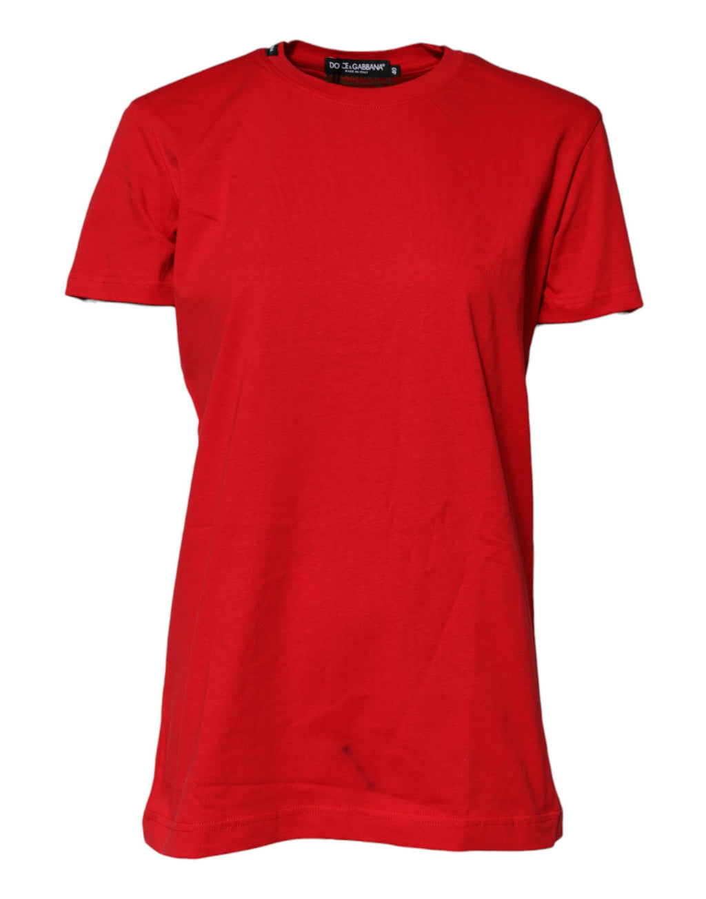 T-shirt à manches courtes et col rond en coton rouge Dolce & Gabbana, vue de face.