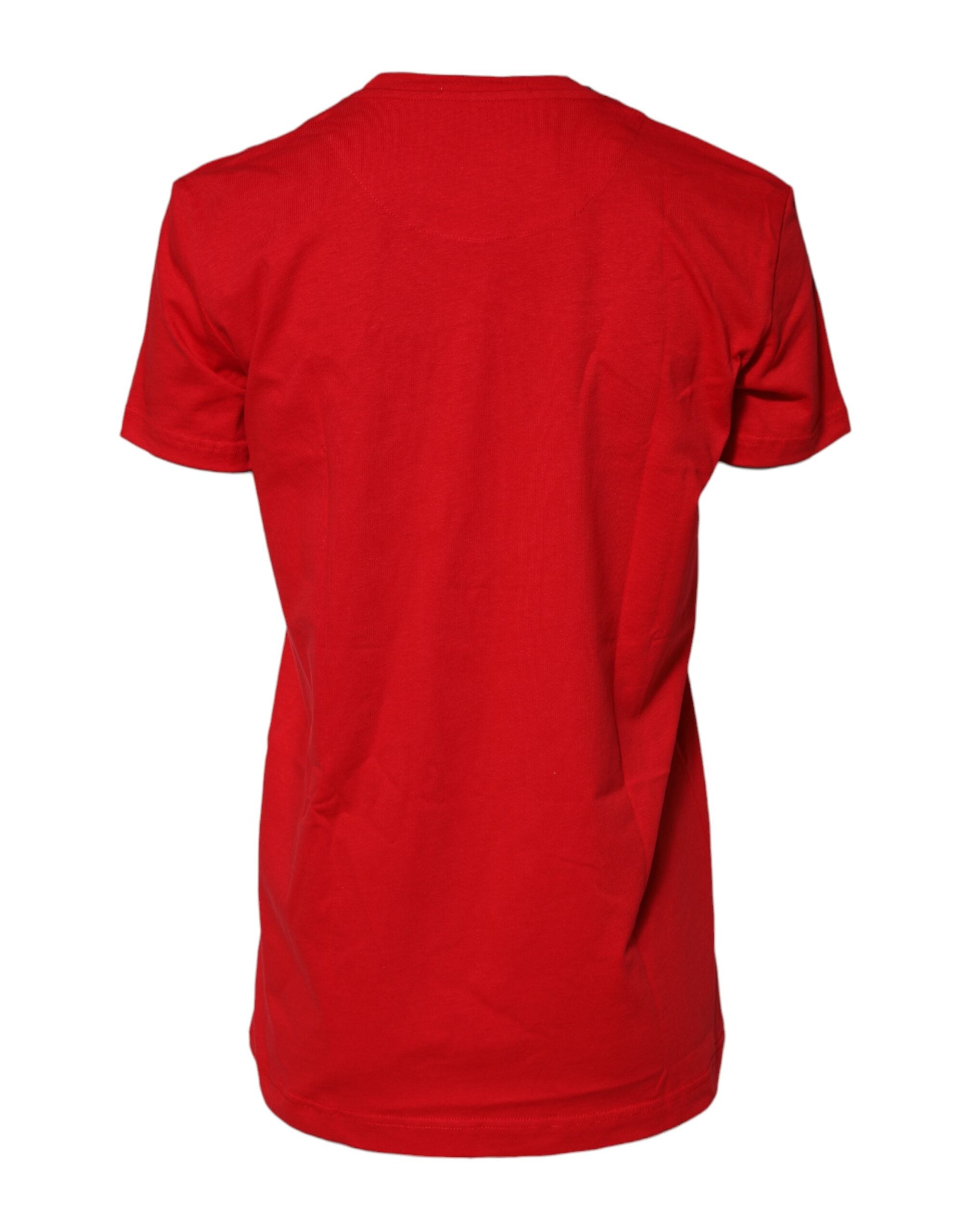 T-shirt Dolce & Gabbana en coton rouge à manches courtes et col rond, vue de face.