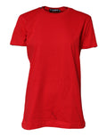 T-shirt rouge en coton Dolce & Gabbana à manches courtes et col rond, vue frontale.