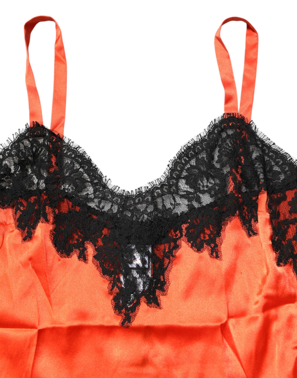 Débardeur en soie rouge et noire de Dolce & Gabbana avec bordure en dentelle, sans manches.