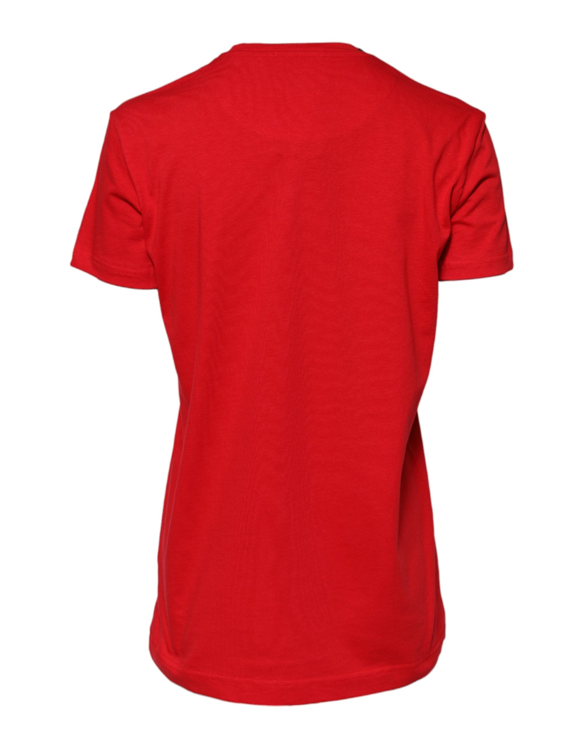 T-shirt Dolce & Gabbana rouge à manches courtes et col rond, style simple et élégant, vue de face.