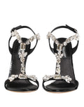 Sandales à talons noires Dolce & Gabbana Keira avec cristaux, élégantes et sophistiquées, pour femmes.