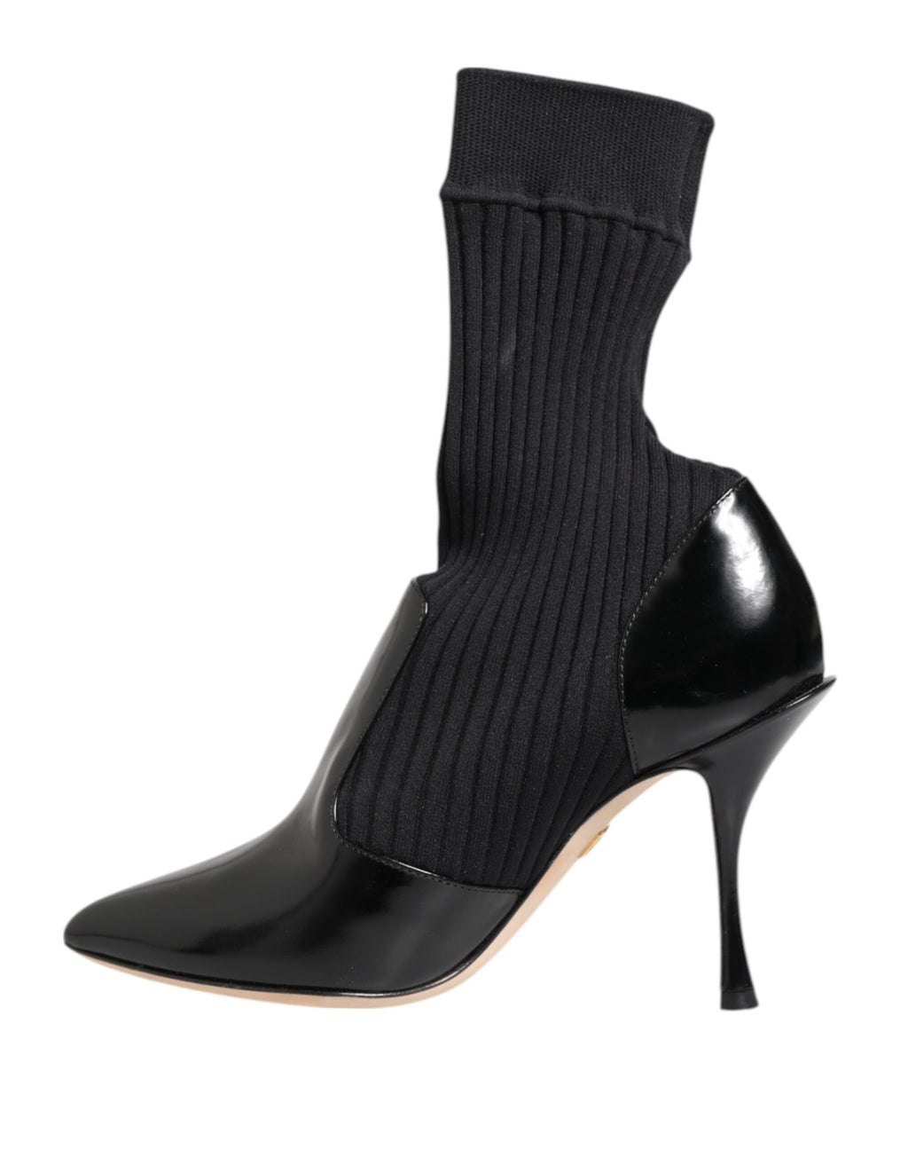 Chaussures bottines stilettos noires Dolce & Gabbana en tissu extensible avec chaussettes intégrées, élégantes et sophistiquées.