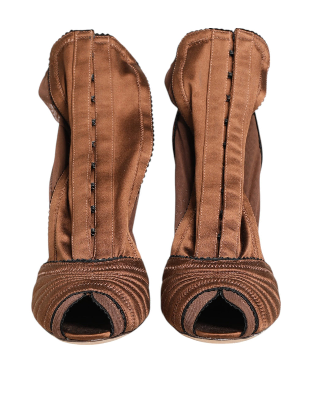 Chaussures à talons hauts Dolce & Gabbana Bette marron pour femme, bottines à la cheville élégantes avec talons épais.