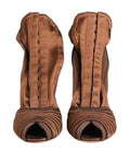 Chaussures à talons hauts Dolce & Gabbana Bette marron pour femme, bottines à la cheville élégantes avec talons épais.