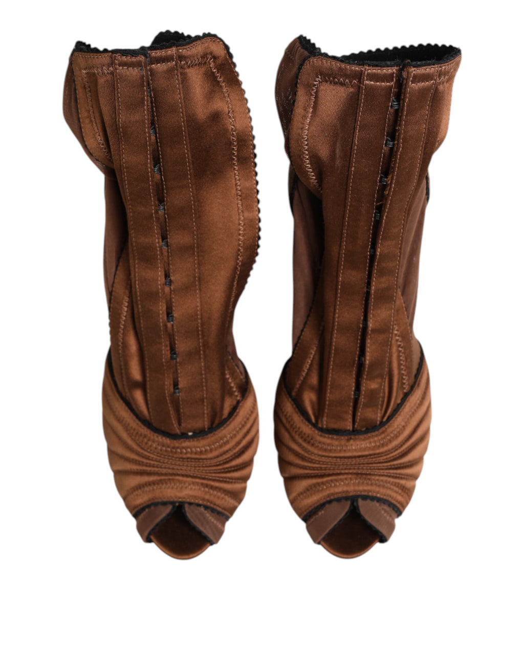 Bottines à talons hauts marron Bette de Dolce & Gabbana, chaussures élégantes pour femme, en cuir avec détail au talon.