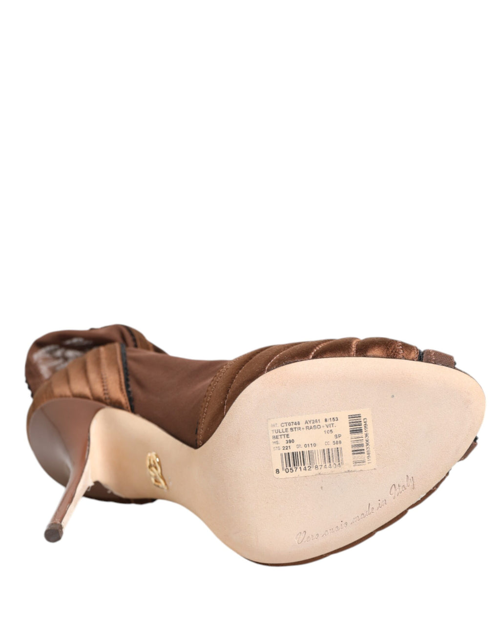 Bottes à talons hauts Dolce & Gabbana Bette marron, bottines élégantes pour femme, en cuir avec semelle fine.