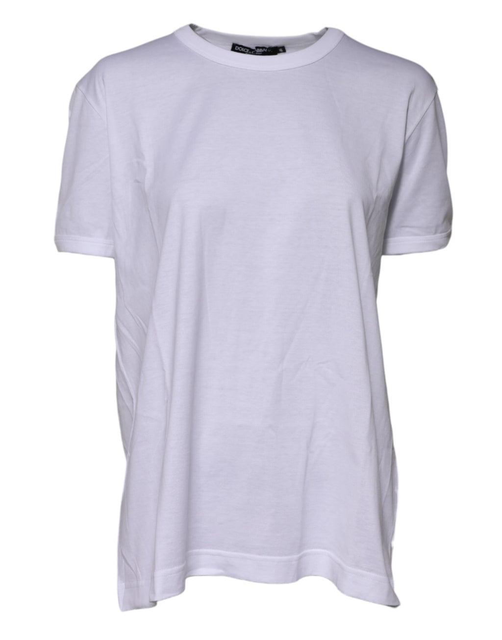 T-shirt blanc en coton Dolce & Gabbana Goodluck 2022 avec col rond, design élégant et logo visible sur le devant.