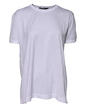 T-shirt blanc en coton Dolce & Gabbana Goodluck 2022 avec col rond, design élégant et logo visible sur le devant.