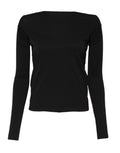 Pull en laine noire Dolce & Gabbana avec col rond, porté sur un mannequin, mettant en valeur le style élégant et chaud.