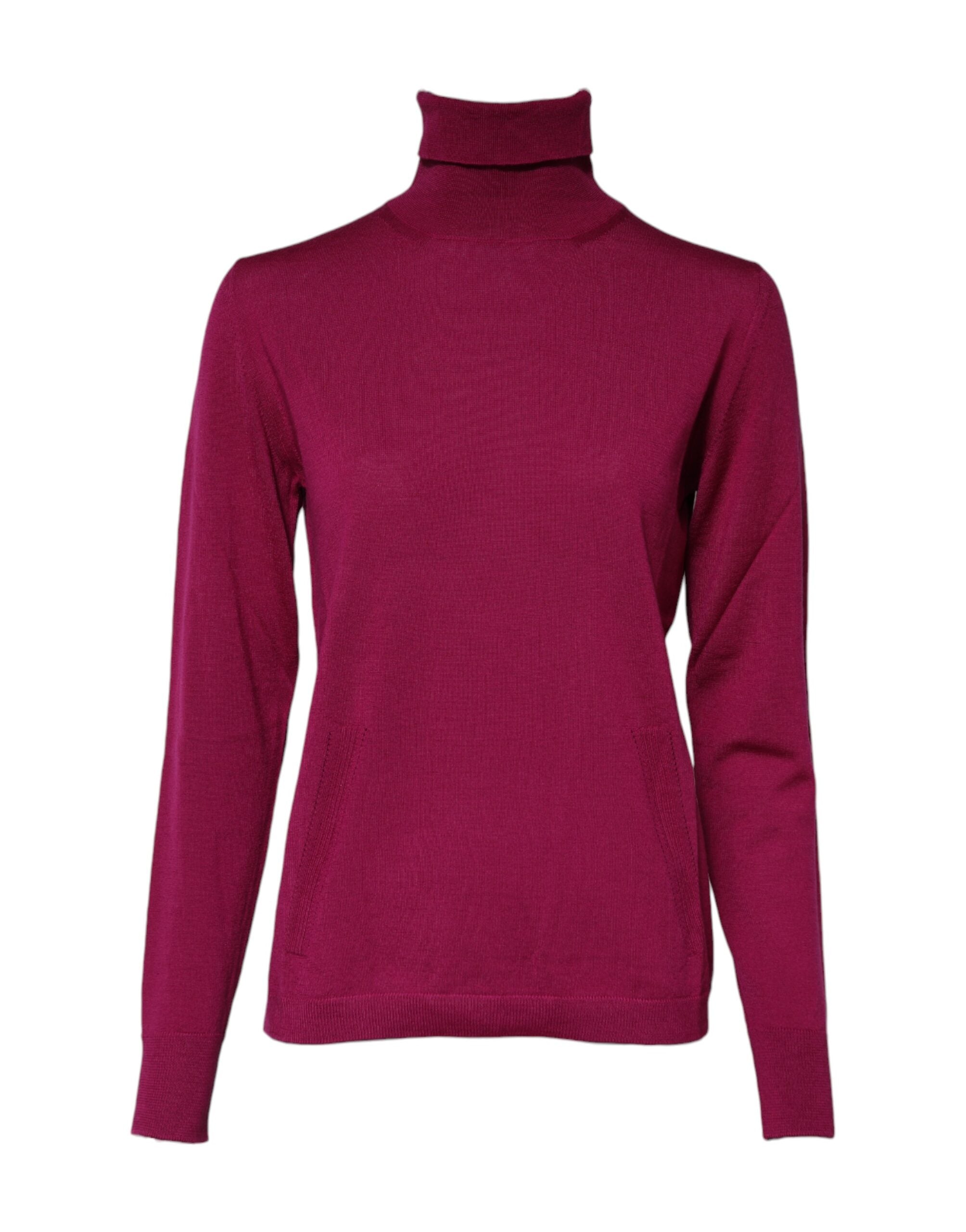 Pull en laine rose fuchsia Dolce & Gabbana à manches longues et col roulé, élégant et chaud.